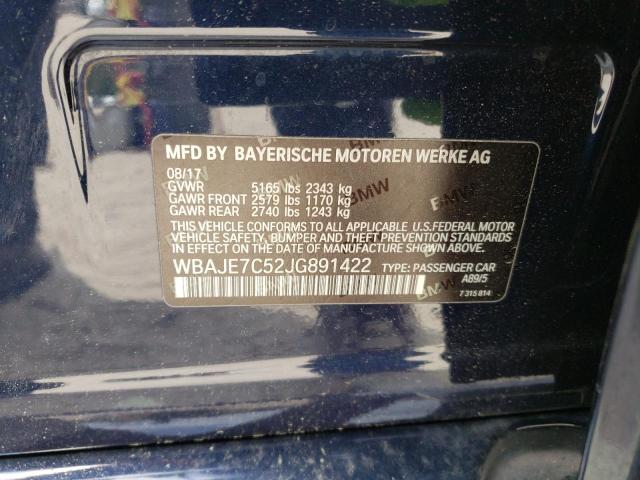 WBAJE7C52JG891422 - 2018 BMW 540 XI BLUE photo 12