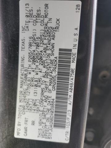 5TFJU4GN6DX039884 - 2013 TOYOTA TACOMA DOUBLE CAB PRERUNNER GRAY photo 12