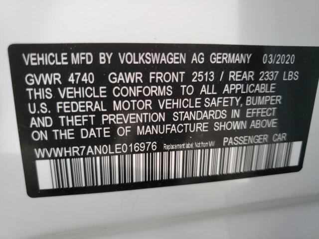 WVWHR7AN0LE016976 - 2020 VOLKSWAGEN ARTEON SEL R-LINE WHITE photo 12