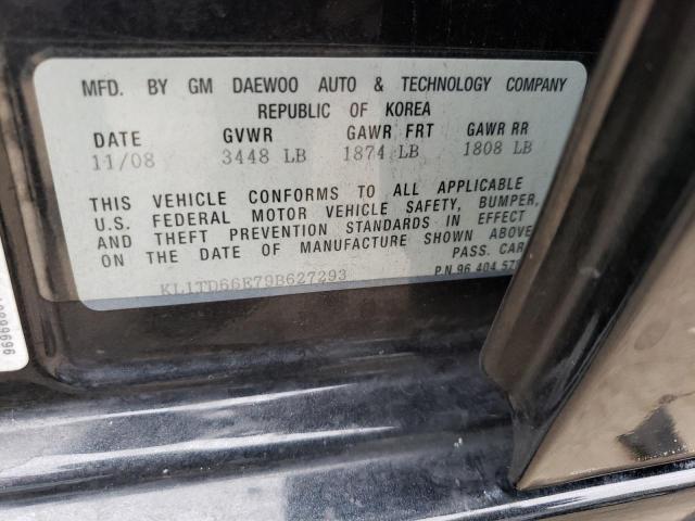 KL1TD66E79B627293 - 2009 CHEVROLET AVEO LS 黑色 照片 13