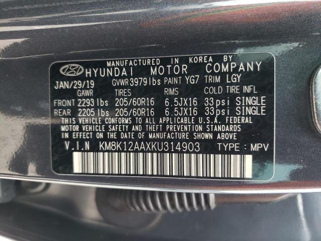 KM8K12AAXKU314903 - 2019 HYUNDAI KONA SE GRAY photo 14