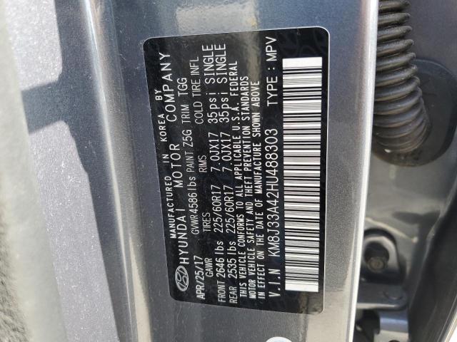 KM8J33A42HU488303 - 2017 HYUNDAI TUCSON LIMITED GRAY photo 13