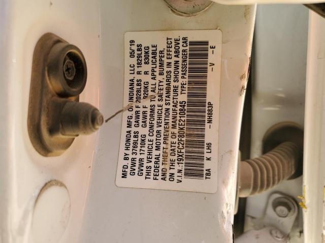 19XFC2F80KE210845 - 2019 HONDA CIVIC SPORT 白色 照片 12