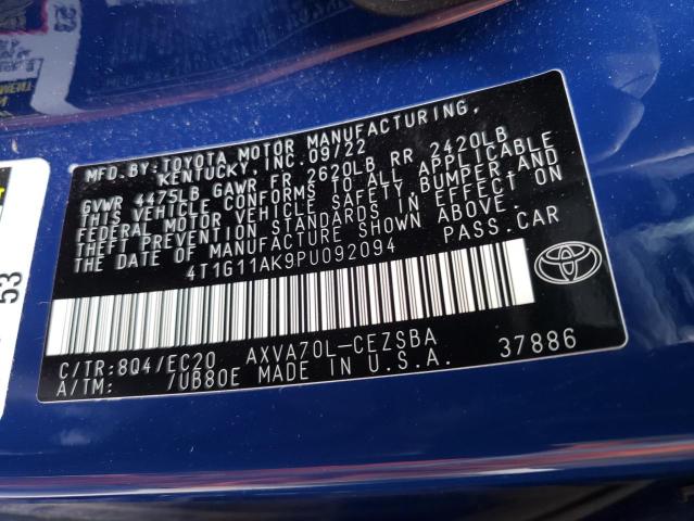 4T1G11AK9PU092094 - 2023 TOYOTA CAMRY SE NIGHT SHADE BLUE photo 12