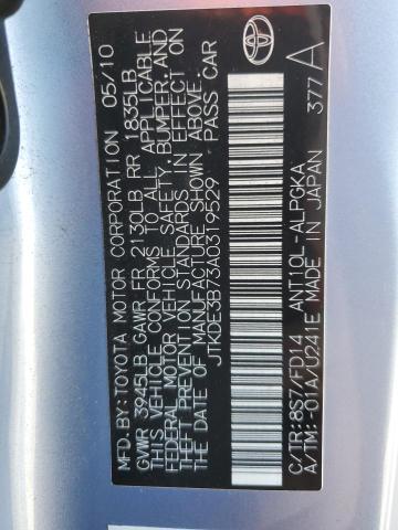 JTKDE3B73A0319529 - 2010 TOYOTA SCION TC 蓝色 照片 12