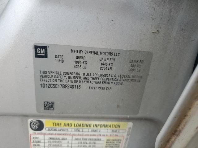 1G1ZC5E17BF243116 - 2011 CHEVROLET MALIBU 1LT SILVER photo 12