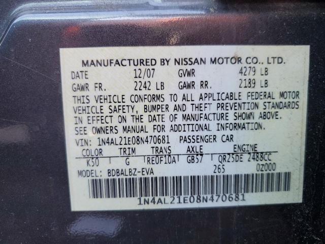 1N4AL21E08N470681 - 2008 NISSAN ALTIMA 2.5 GRAY photo 13