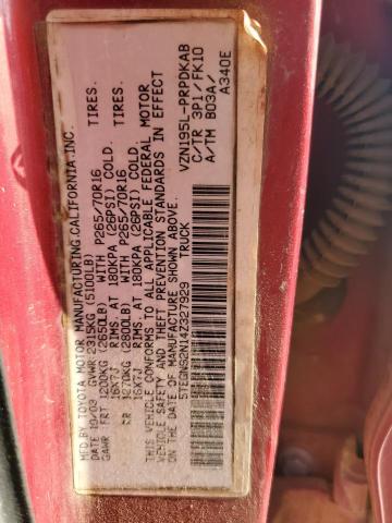 5TEGN92N14Z327929 - 2004 TOYOTA TACOMA DOUBLE CAB PRERUNNER RED photo 12