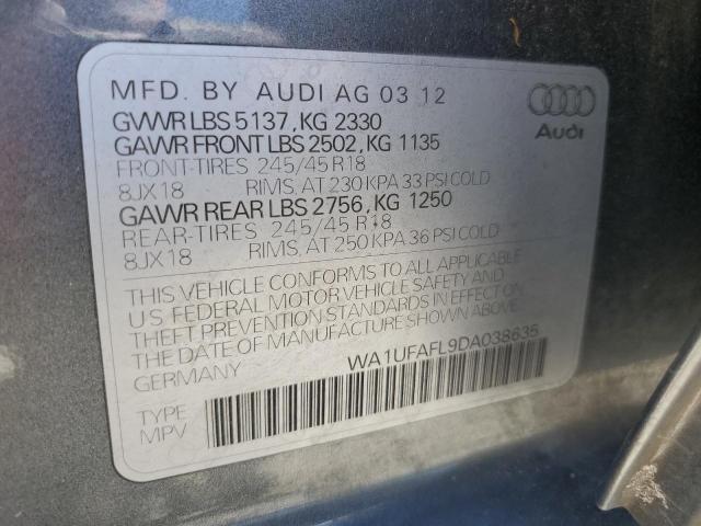 WA1UFAFL9DA038635 - 2013 AUDI A4 ALLROAD PREMIUM PLUS GRAY photo 12