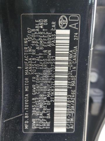 2T1KR32E78C707591 - 2008 TOYOTA COROLLA MA XR BLACK photo 13