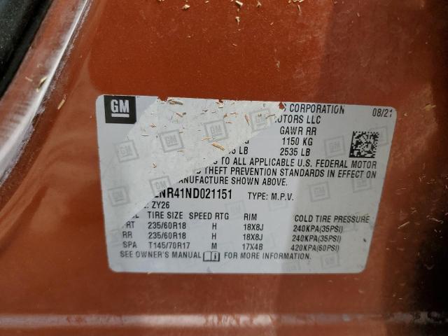 LRBFZNR41ND021151 - 2022 BUICK ENVISION ESSENCE Շագանակագույն լուսանկար 13