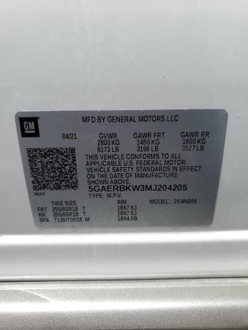 5GAERBKW3MJ204205 - 2021 BUICK ENCLAVE ESSENCE 白色 照片 14