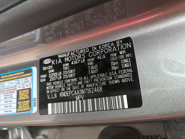 KNDEPCAA3M7162468 - 2021 KIA SELTOS LX GRAY photo 10