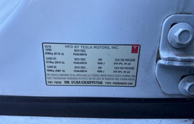 5YJSA1CN3DFP27546 - 2013 TESLA MODEL S WHITE photo 10