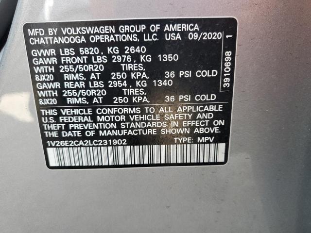 1V26E2CA2LC231902 - 2020 VOLKSWAGEN ATLAS CROS SE SILVER photo 13