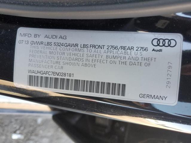 WAUHGAFC7EN028181 - 2014 AUDI A6 PRESTIGE BLACK photo 12