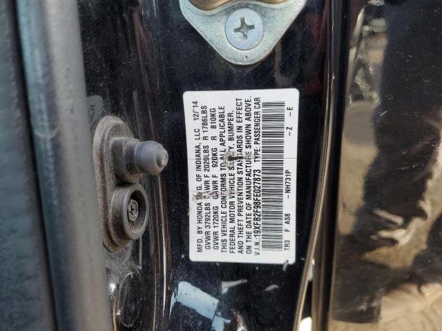 19XFB2F98FE027873 - 2015 HONDA CIVIC EXL BLACK photo 12