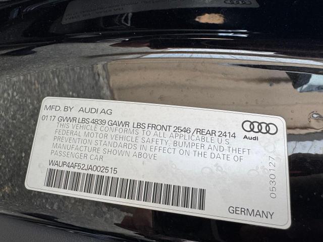 WAUP4AF52JA002515 - 2018 AUDI S5 PREMIUM PLUS 黑色 照片 10