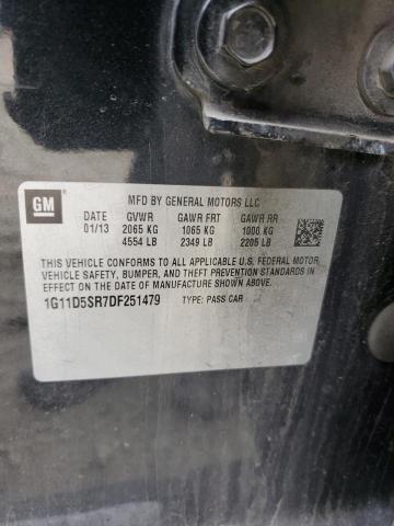 1G11D5SR7DF251479 - 2013 CHEVROLET MALIBU 1LT BLACK photo 12