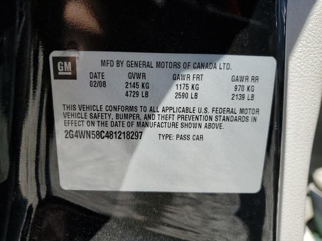 2G4WN58C481218297 - 2008 BUICK LACROSSE SUPER SERIES BLACK photo 12