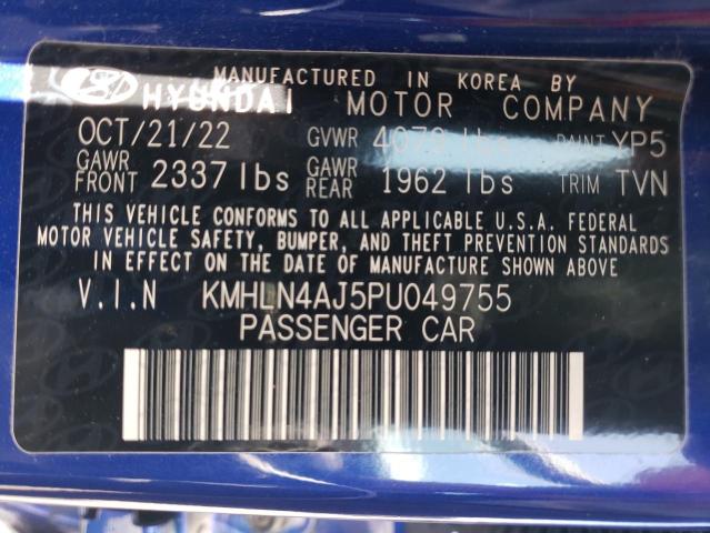 KMHLN4AJ5PU049755 - 2023 HYUNDAI ELANTRA LIMITED BLUE photo 12