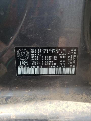 3VWG57AU7MM002922 - 2021 VOLKSWAGEN GOLF GRAY photo 12