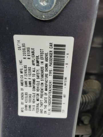 1HGCR2F37EA246241 - 2014 HONDA ACCORD LX GRAY photo 13