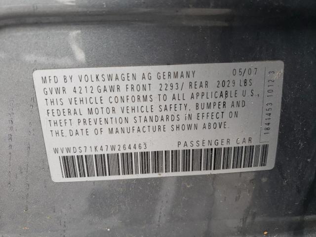 WVWDS71K47W264463 - 2007 VOLKSWAGEN RABBIT GRAY photo 12