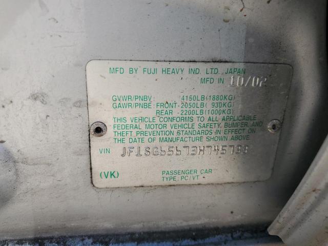 JF1SG65673H745733 - 2003 SUBARU FORESTER 2.5XS ვერცხლისფერი ფოტო 12