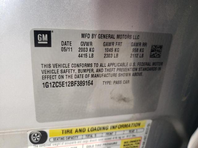 1G1ZC5E12BF389164 - 2011 CHEVROLET MALIBU 1LT 银色 照片 10