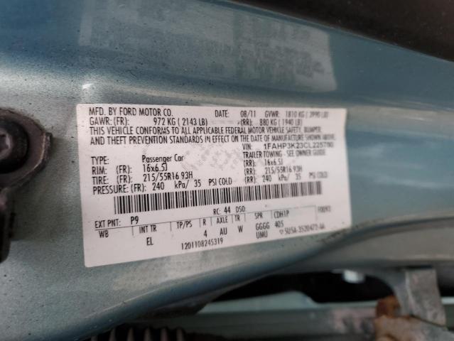 1FAHP3K23CL225780 - 2012 FORD FOCUS SE TEAL photo 12