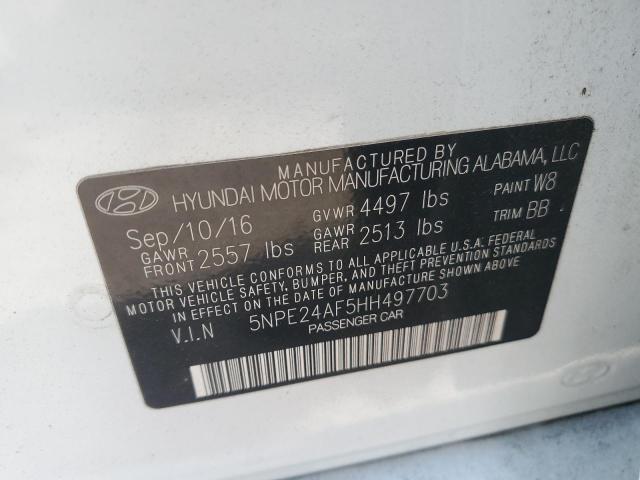 5NPE24AF5HH497703 - 2017 HYUNDAI SONATA SE WHITE photo 13