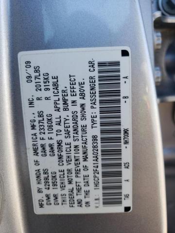 1HGCP2F41AA028398 - 2010 HONDA ACCORD LXP SILVER photo 12