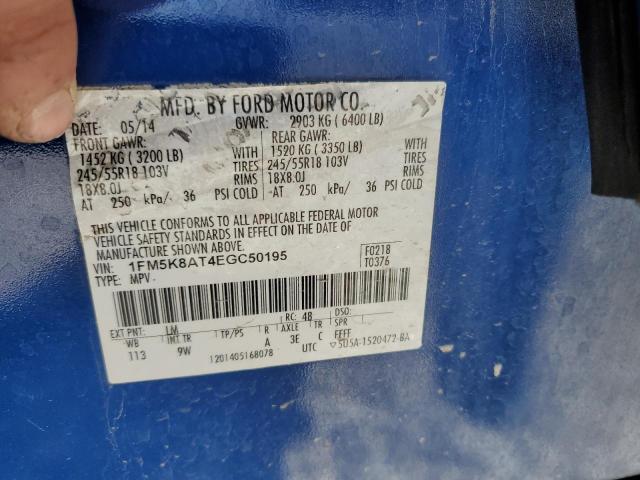 1FM5K8AT4EGC50195 - 2014 FORD EXPLORER POLICE INTERCEPTOR Mavi foto 13