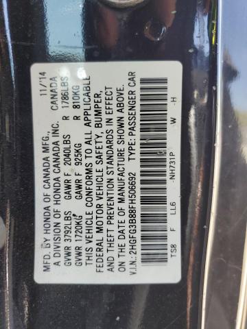 2HGFG3B88FH506692 - 2015 HONDA CIVIC EX BLACK photo 12