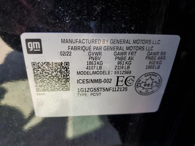 1G1ZG5ST5NF112135 - 2022 CHEVROLET MALIBU RS BLACK photo 13