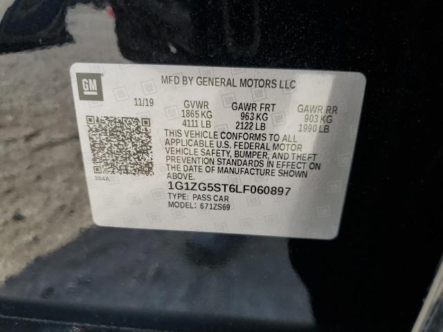 1G1ZG5ST6LF060897 - 2020 CHEVROLET MALIBU RS BLACK photo 12