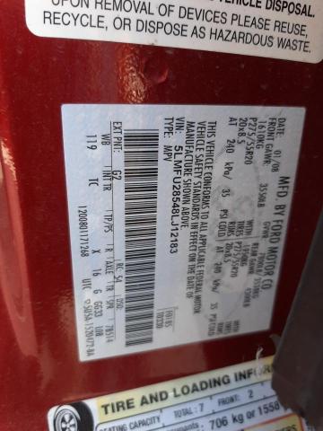 5LMFU28548LJ12183 - 2008 LINCOLN NAVIGATOR წითელი ფოტო 10