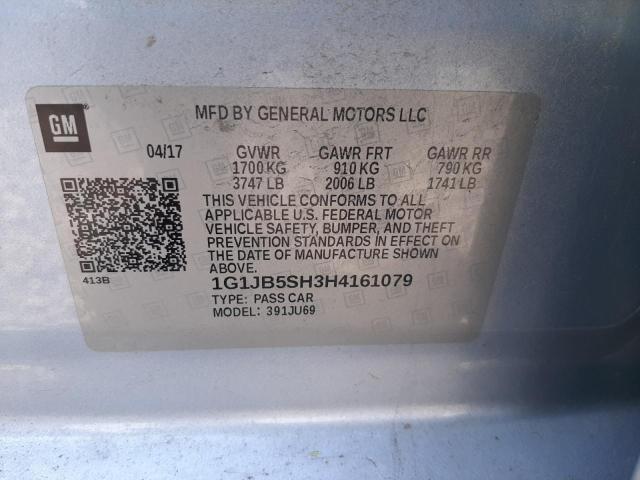 1G1JB5SH3H4161079 - 2017 CHEVROLET SONIC LS SILVER photo 12