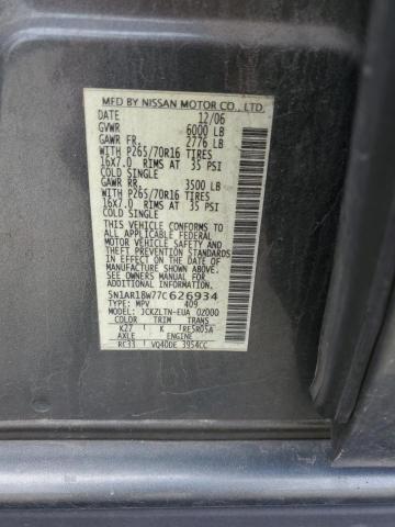 5N1AR18W77C626934 - 2007 NISSAN PATHFINDER LE ნაცრისფერი ფოტო 13