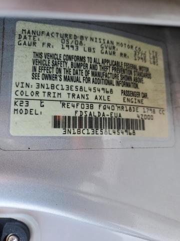 3N1BC13E58L454968 - 2008 NISSAN VERSA S SILVER photo 12