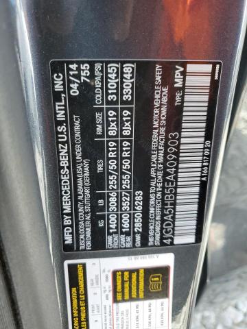 4JGDA5HB5EA409903 - 2014 MERCEDES-BENZ ML 350 4MATIC CHARCOAL photo 13