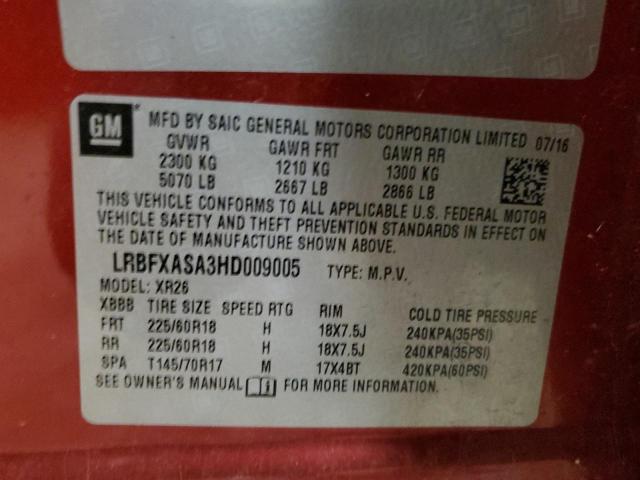 LRBFXASA3HD009005 - 2017 BUICK ENVISION PREFERRED Bordo foto 14