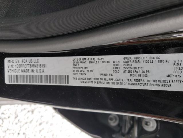 1C6RREFT8MN816191 - 2021 RAM 1500 BIG HORN/LONE STAR BLACK photo 13