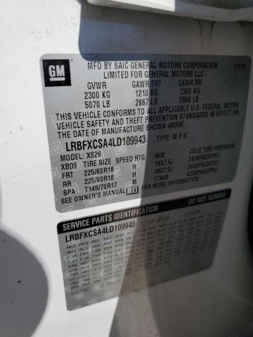 LRBFXCSA4LD109943 - 2020 BUICK ENVISION ESSENCE WHITE photo 14