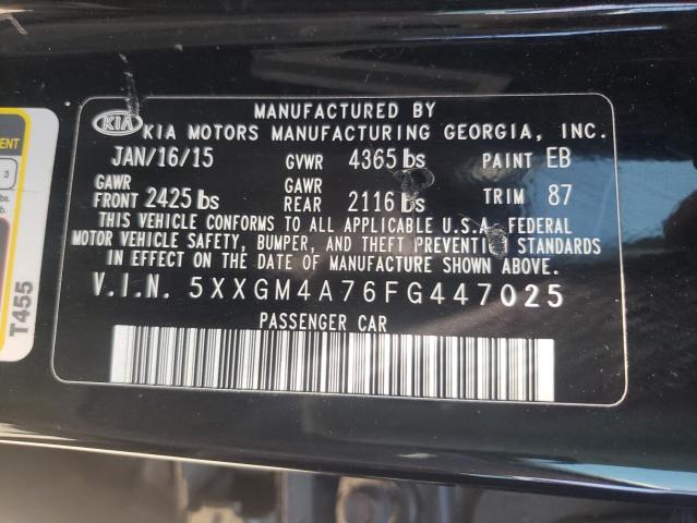 5XXGM4A76FG447025 - 2015 KIA OPTIMA LX BLACK photo 12