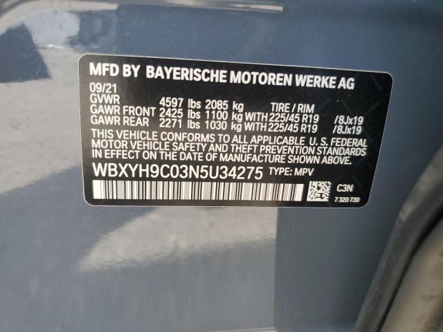WBXYH9C03N5U34275 - 2022 BMW X2 SDRIVE28I GRAY photo 13