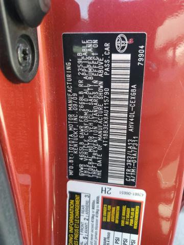 4T1BB3EK8AU115790 - 2010 TOYOTA CAMRY HYBRID RED photo 12