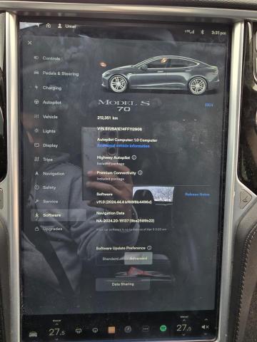 5YJSA1E14FF112906 - 2015 TESLA MODEL S Boz foto 9