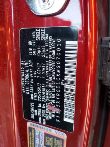 5XYRGDLCXMG070010 - 2021 KIA SORENTO LX RED photo 14